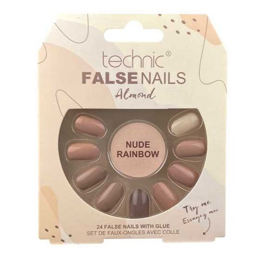 Technic Almond 24 False Nails With Glue – Nude Rainbow | Merthyr Tydfil | Why Not Shop Online