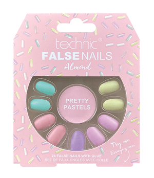 Technic Almond 24 False Nails With Glue – Pretty Pastels | Merthyr Tydfil | Why Not Shop Online