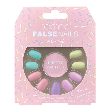 Technic Almond 24 False Nails With Glue – Pretty Pastels | Why Not Shop
