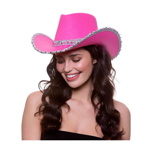 Texan Cowgirl Hat Hot Pink with Silver Sequins | Why Not Shop