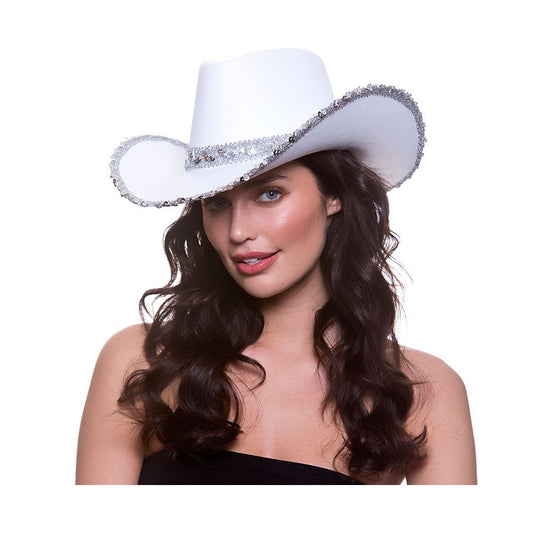 Texan Cowgirl Hat White with Silver Sequins | Why Not Shop