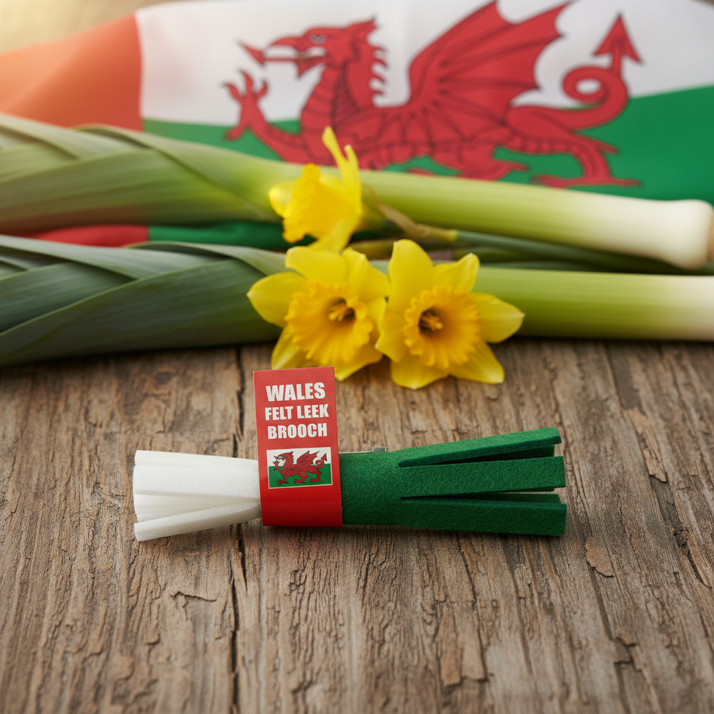 Traditional Welsh Leek Pin Felt Lapel Badge | Merthyr Tydfil | Why Not Shop Online
