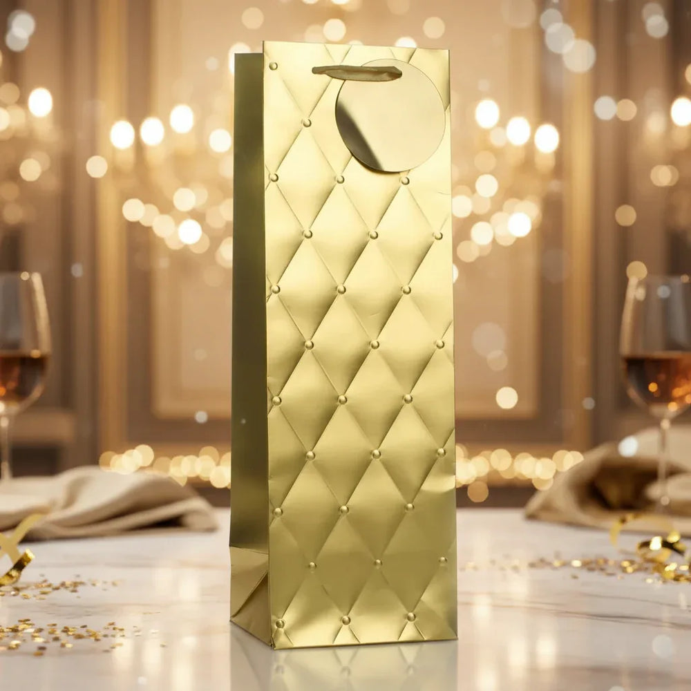 Tulip Gold Foil Embossed Bottle Gift Bags - Luxe Present Packaging - Why Not Shop