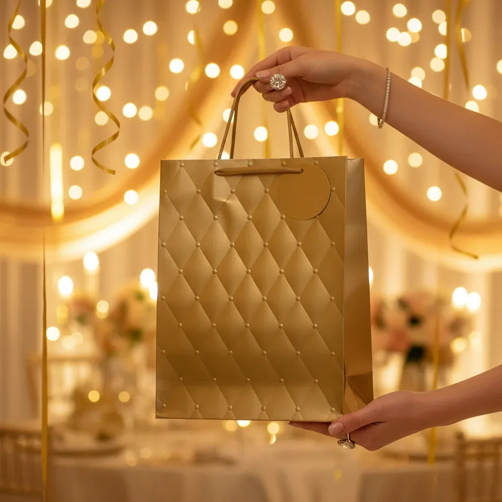 Tulip Gold Foil Embossed Extra Large Premium Luxury Gift Bags - Why Not Shop