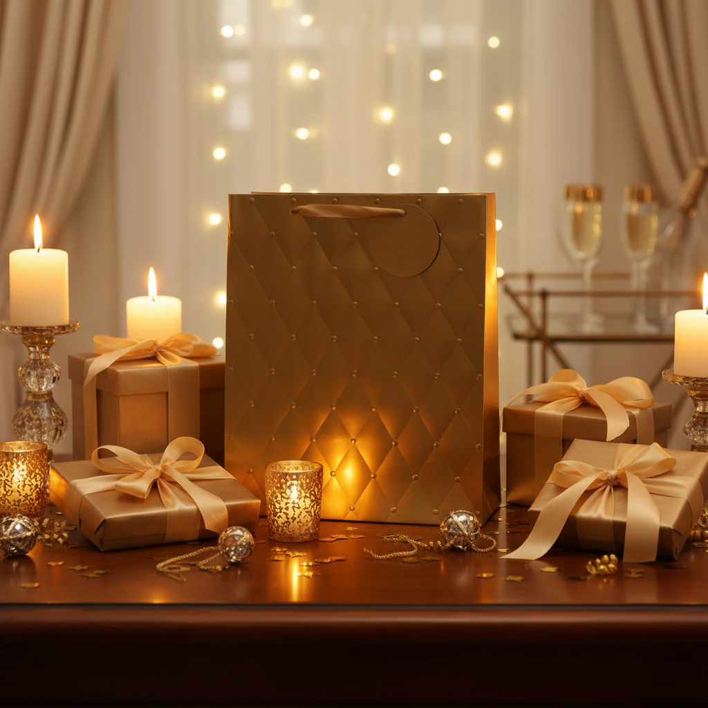 Tulip Gift Bags Gold Foil Embossed Large | Merthyr Tydfil | Why Not Shop Online