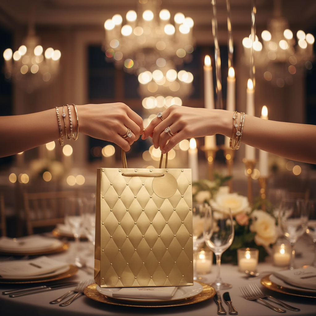 Tulip Gift Bags Gold Foil Embossed Medium | Merthyr Tydfil | Why Not Shop Online