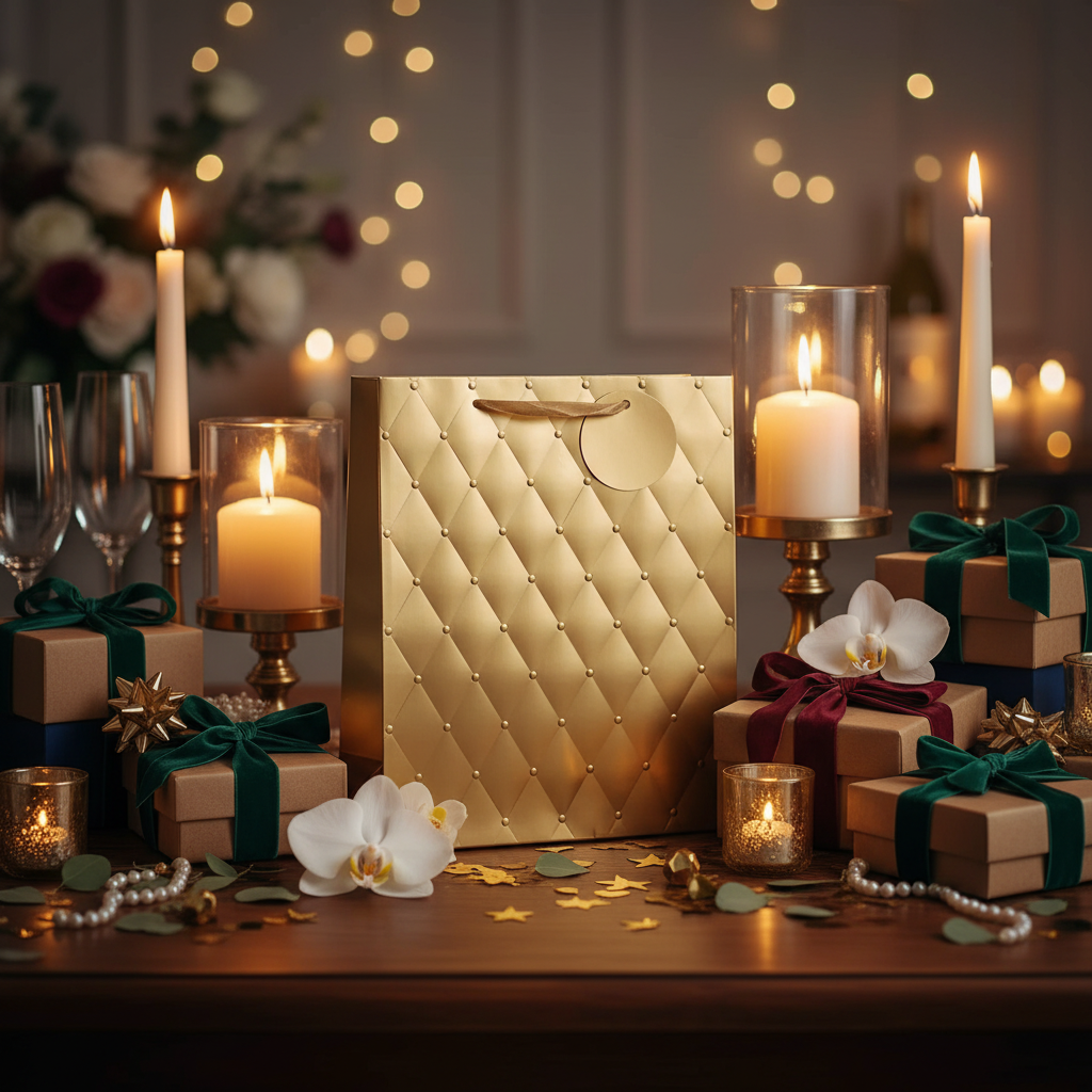 Tulip Gift Bags Gold Foil Embossed Medium | Merthyr Tydfil | Why Not Shop Online