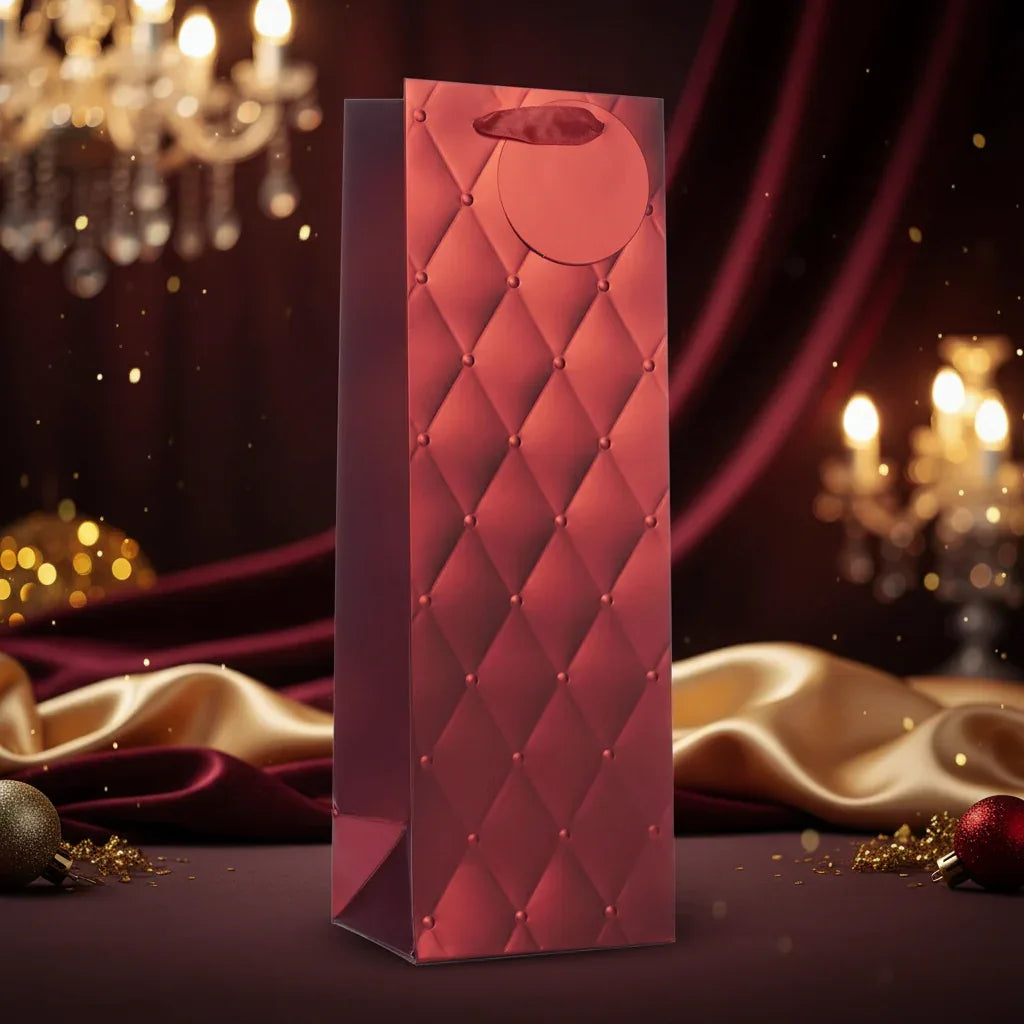 Tulip Red Foil Bottle Gift Bags - Luxe Wine Present Packaging - Why Not Shop
