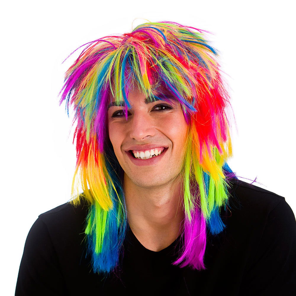 Unisex 1980's Pop Wig Rainbow Multi-Coloured | Why Not Shop