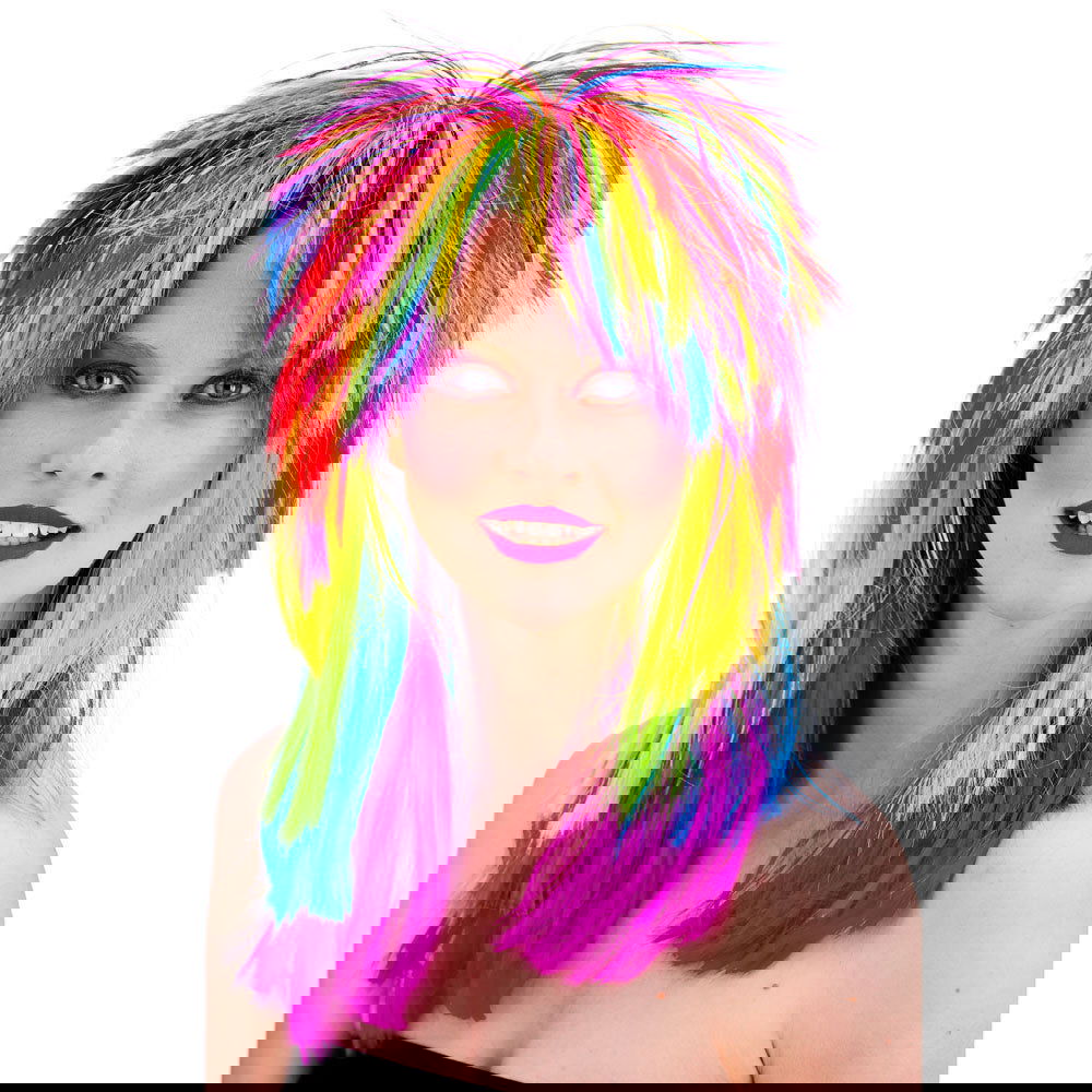 Unisex 1980's Pop Wig Rainbow Multi-Coloured | Why Not Shop