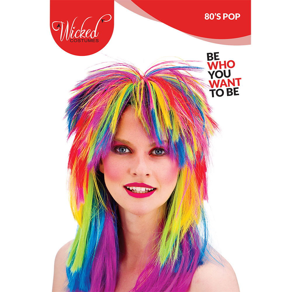 Unisex 1980's Pop Wig Rainbow Multi-Coloured | Why Not Shop