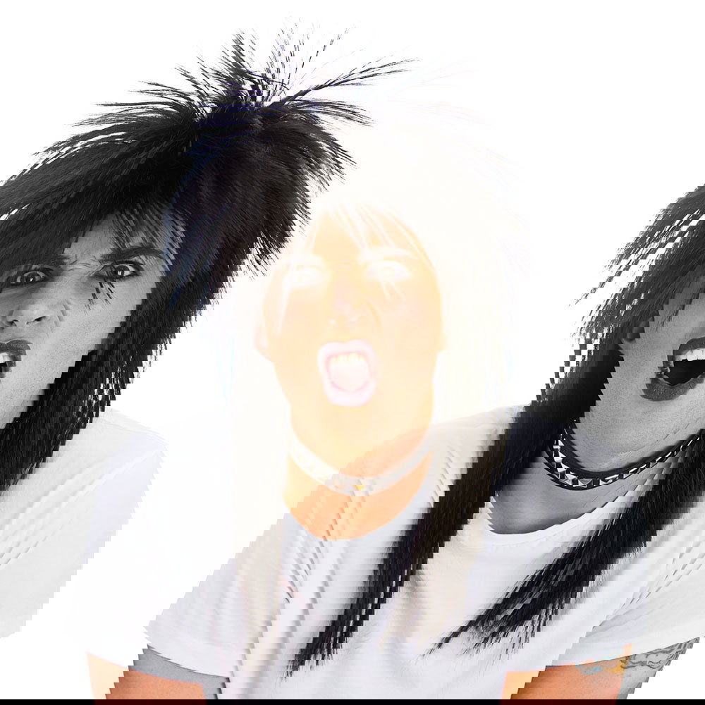 Unisex Black 80's Rocker Wig - Instant Rockstar Fancy Dress Accessory for Men and Women | Merthyr Tydfil | Why Not Shop Online