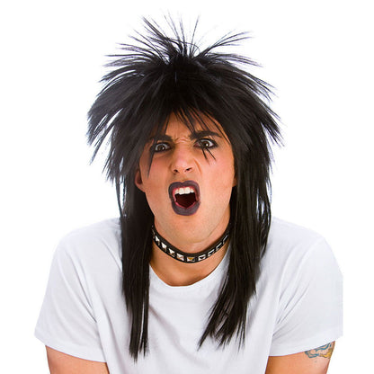 Unisex Black 80's Rocker Wig - Instant Rockstar Fancy Dress Accessory for Men and Women | Merthyr Tydfil | Why Not Shop Online