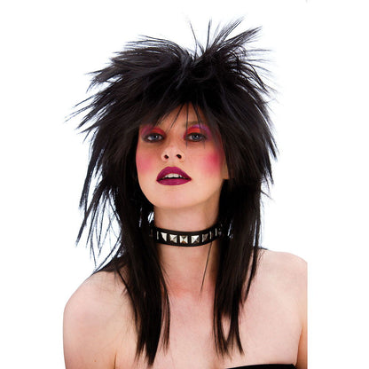 Unisex Black 80's Rocker Wig - Instant Rockstar Fancy Dress Accessory for Men and Women | Merthyr Tydfil | Why Not Shop Online