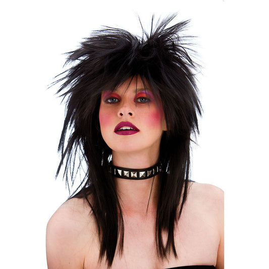Unisex Black 80's Rocker Wig - Instant Rockstar Fancy Dress Accessory for Men and Women | Merthyr Tydfil | Why Not Shop Online