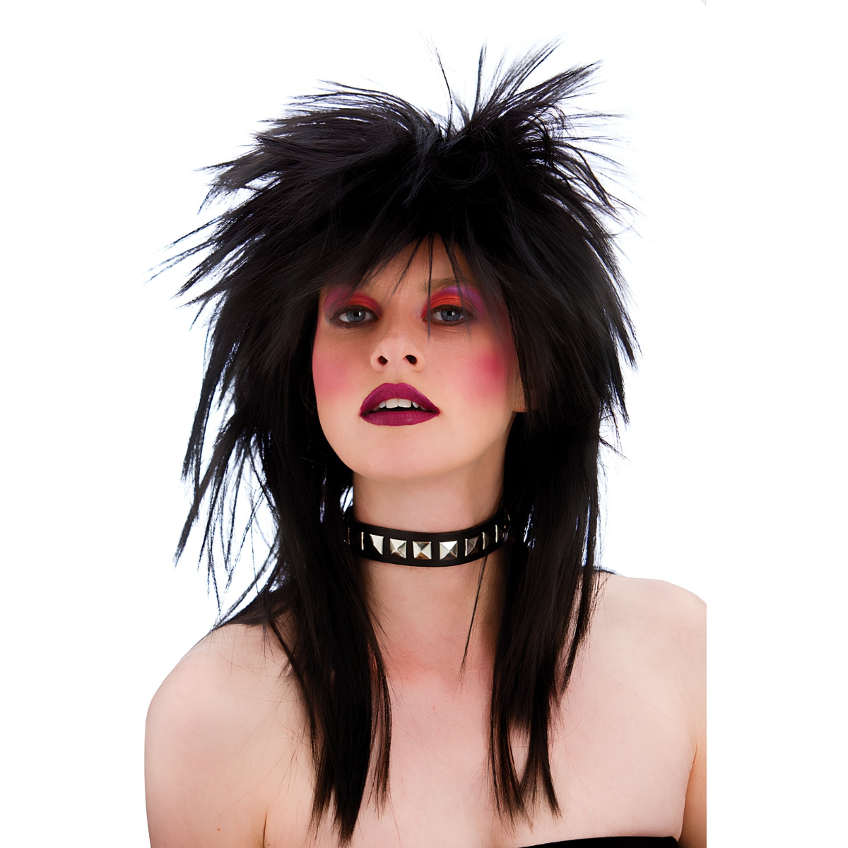 Unisex Black 80's Rockstar Wig