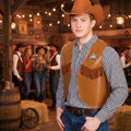 Wicked Costumes Cowboy Sheriff Waistcoat - Light Brown One Size Adult Fancy Dress - Why Not Shop