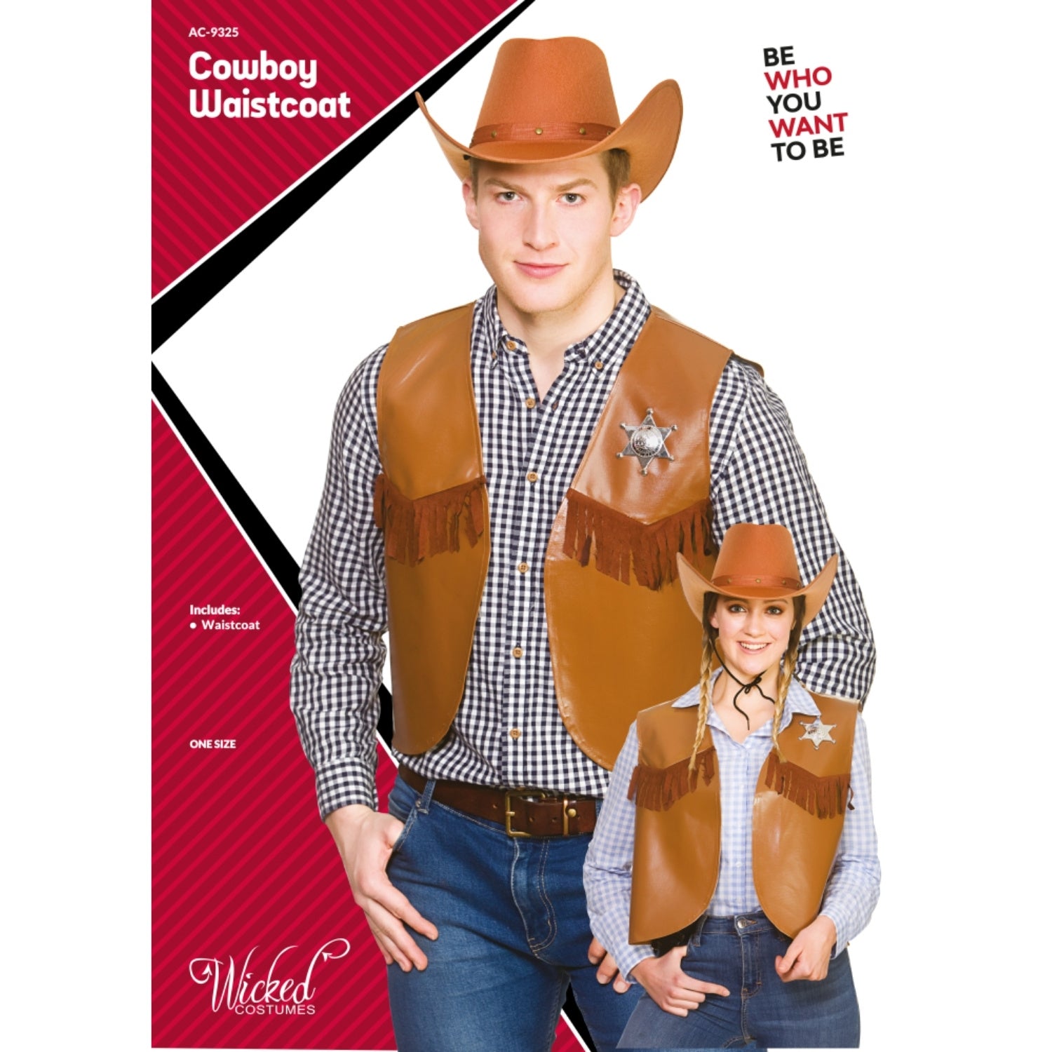 Adults Cowboy Sheriff Waistcoat Light Brown One Size | Merthyr Tydfil | Why Not Shop Online