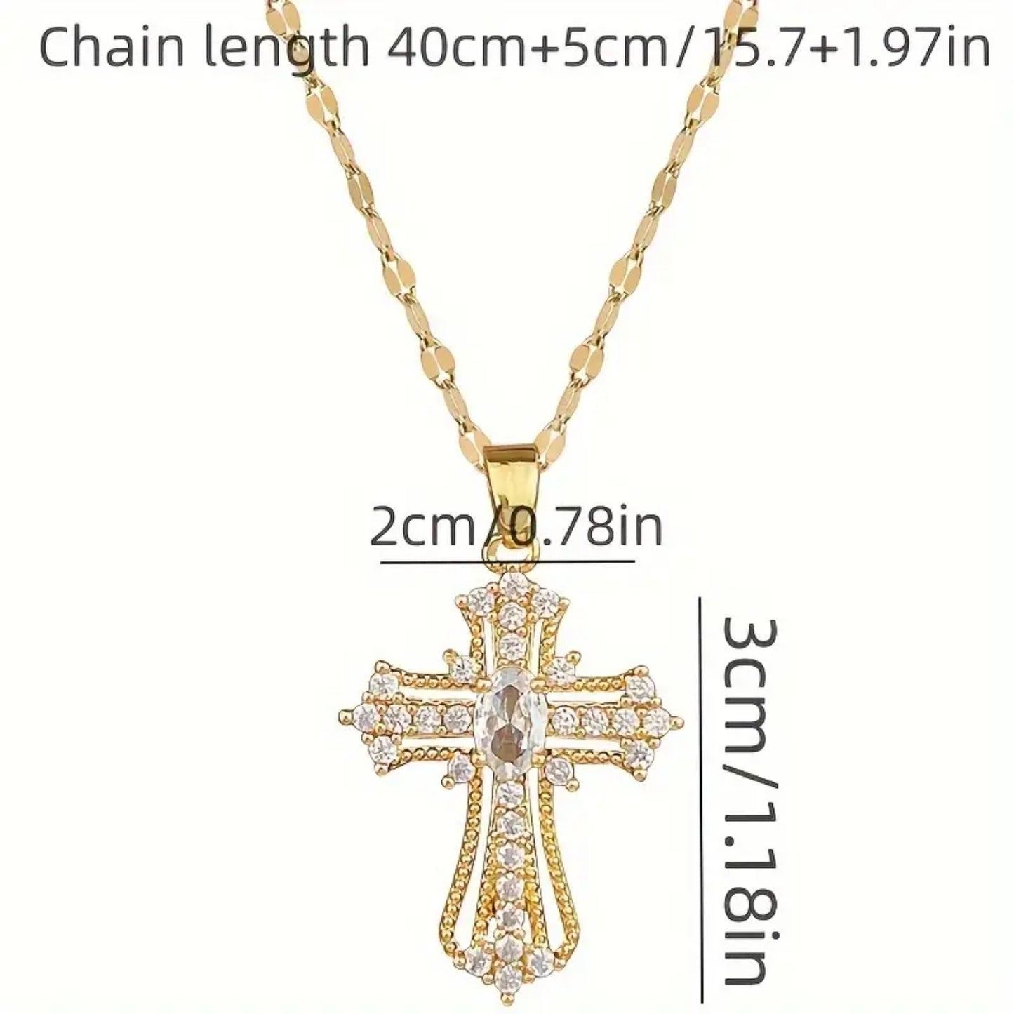 Elegant Gold Cross Pendant Necklace - Stainless Steel Chain with Copper Pendant | Merthyr Tydfil | Why Not Shop Online