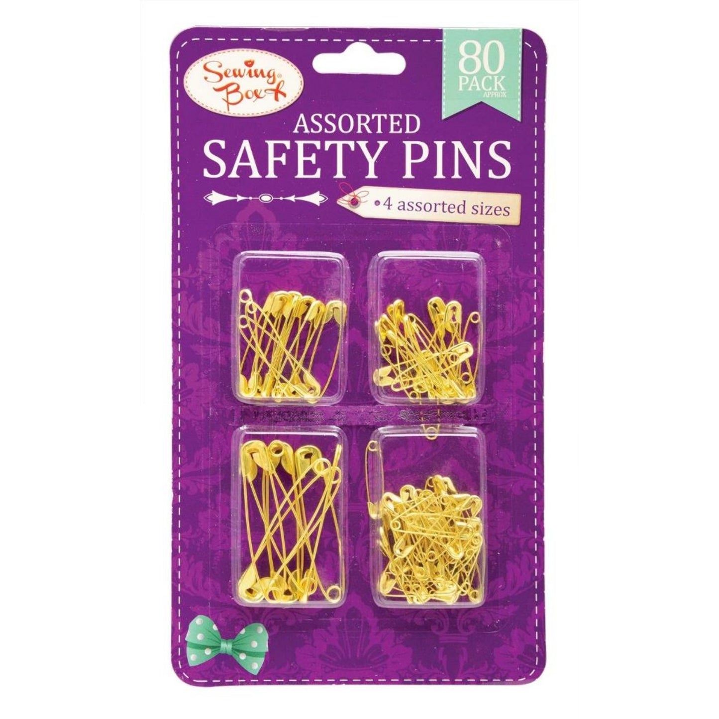 Safety Pins Gold 80 Pack 4 Assorted Sizes | Merthyr Tydfil | Why Not Shop Online