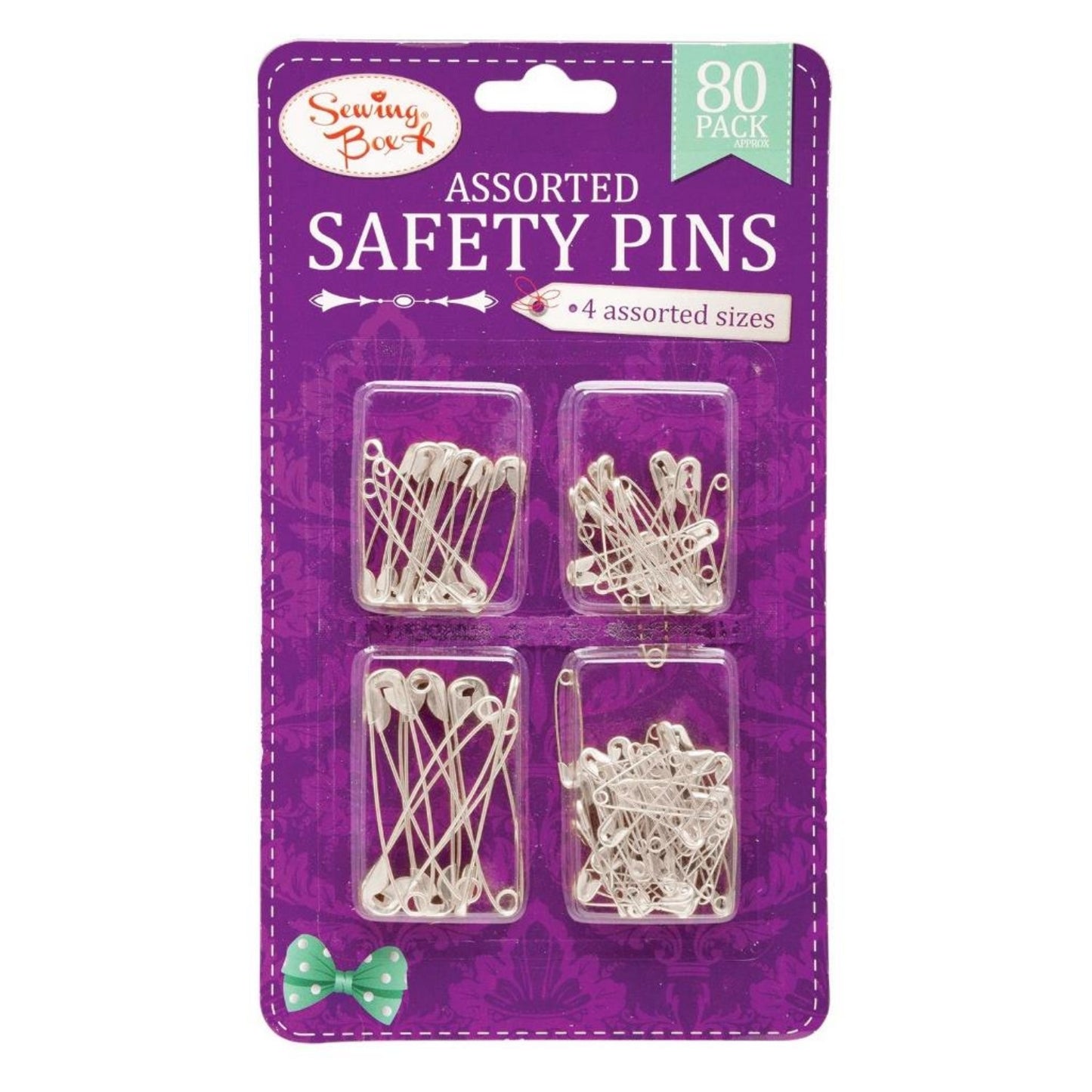 Safety Pins Silver 80 Pack 4 Assorted Sizes | Merthyr Tydfil | Why Not Shop Online