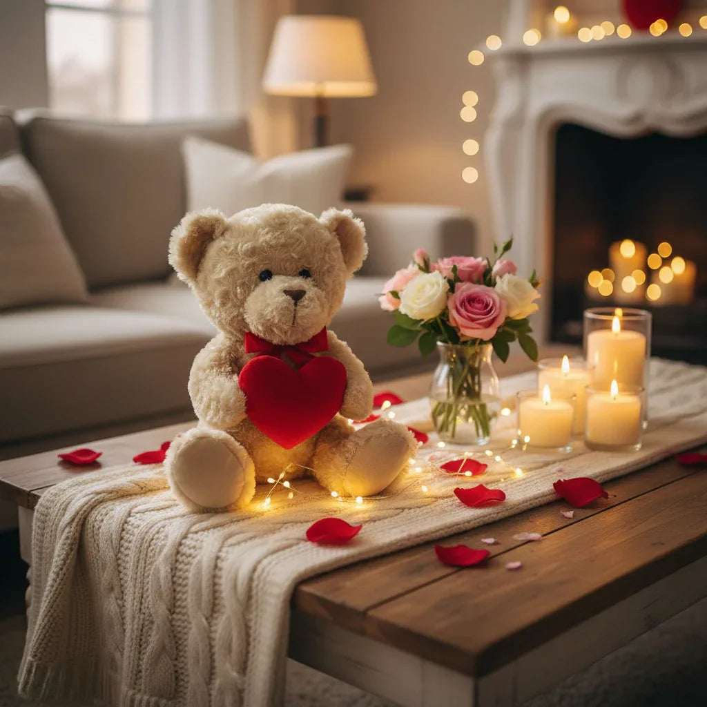 Valentines Bear With Red Heart 25cm - Why Not Shop