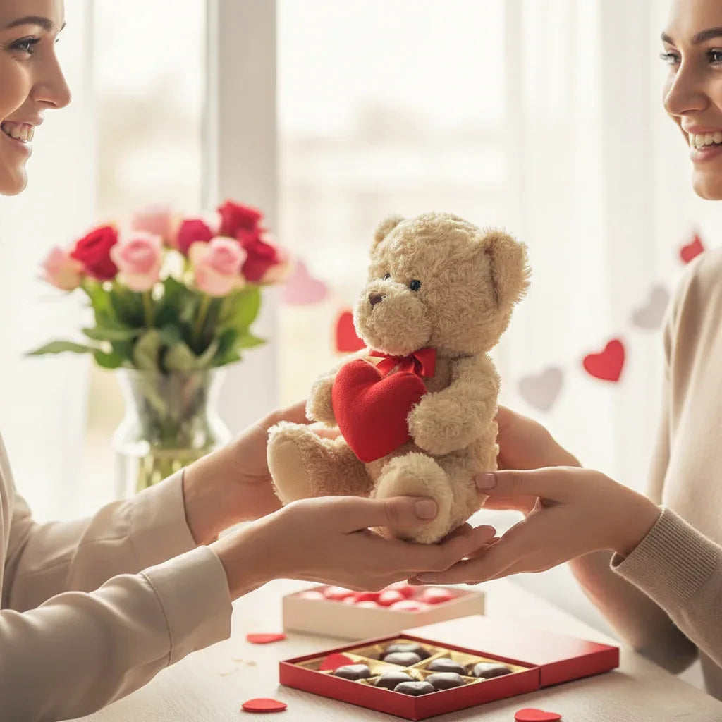 Valentines Bear With Red Heart 25cm - Why Not Shop