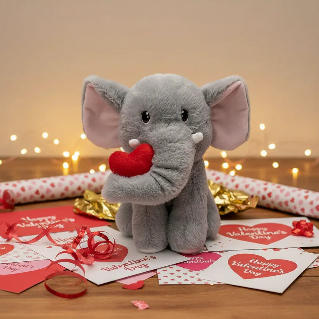 Valentines Elephant Soft Toy with Red Heart 25cm - Why Not Shop