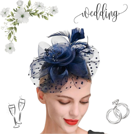 Vintage Navy Blue Fascinator On A Clip And Headband | Merthyr Tydfil | Why Not Shop Online