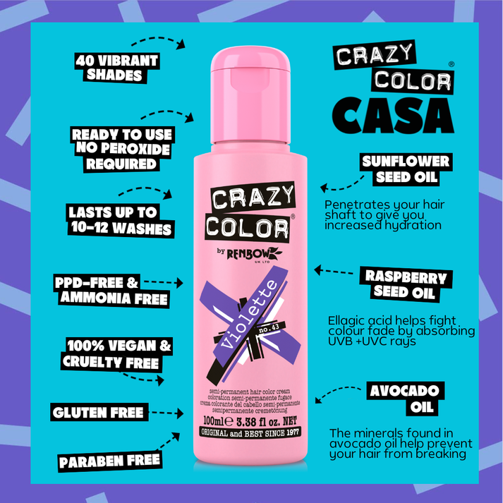 Crazy Color Violette Semi-Permanent Hair Dye 100ml