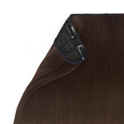 Stranded Hair Group 20-inch straight clip-in extension in #4 Chocolate Dahlia