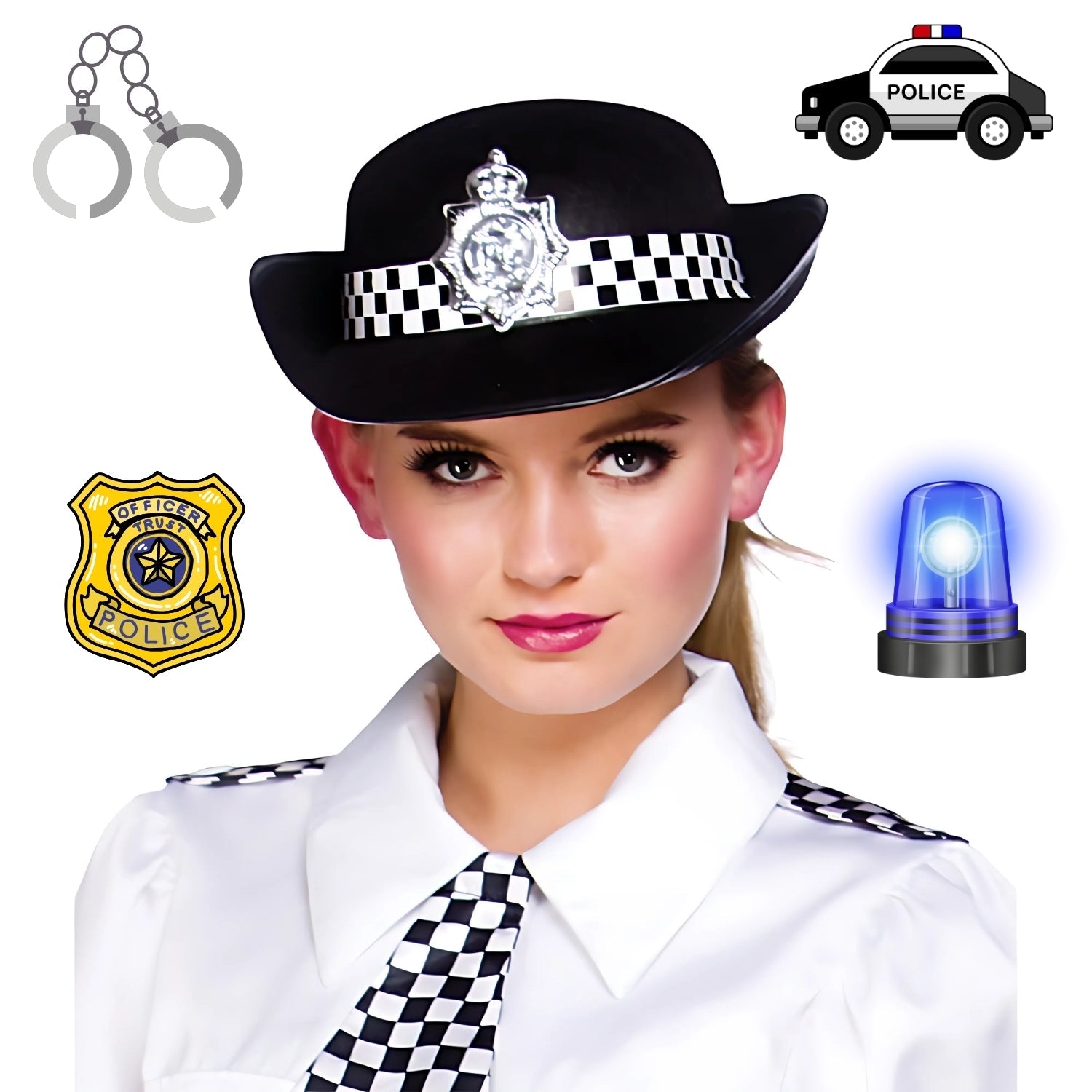 WPC Policewoman Fancy Dress Hats in Black & White | Why Not Shop
