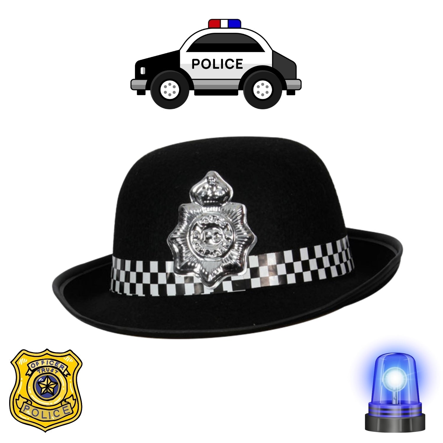 WPC Policewoman Fancy Dress Hats in Black & White | Why Not Shop