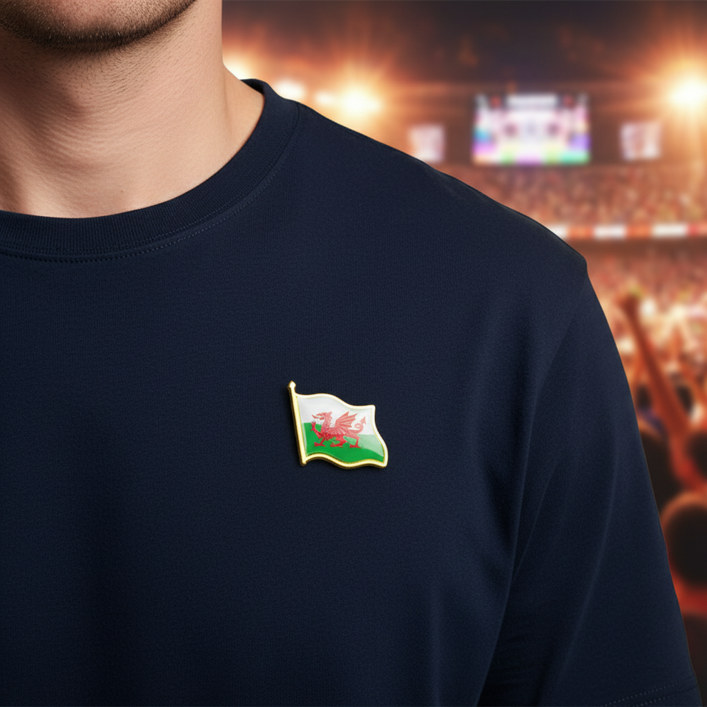 Welsh Flag Metal Pin Badges Gold | Merthyr Tydfil | Why Not Shop Online