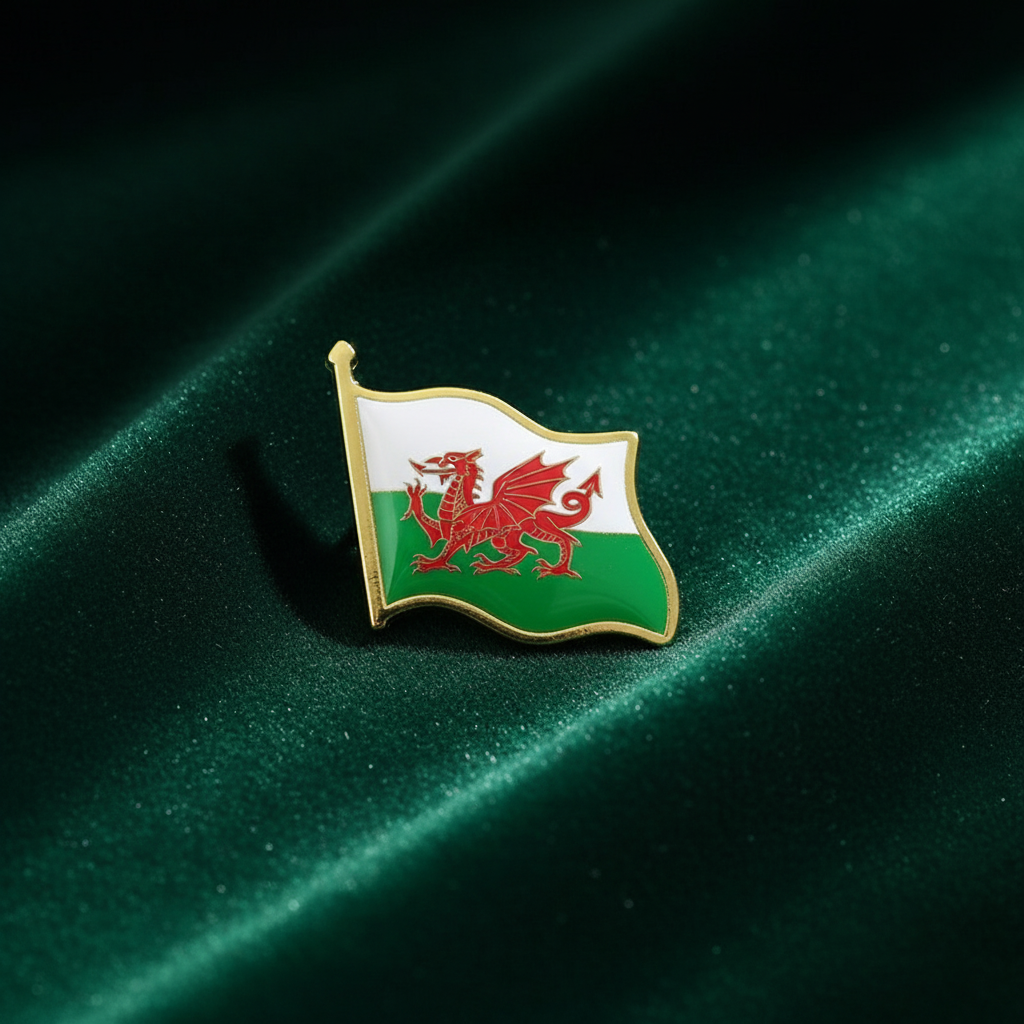 Welsh Flag Metal Pin Badges Gold | Merthyr Tydfil | Why Not Shop Online
