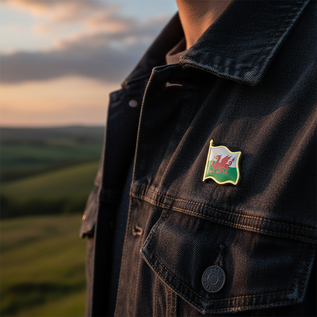 Welsh Flag Metal Pin Badges Gold | Merthyr Tydfil | Why Not Shop Online