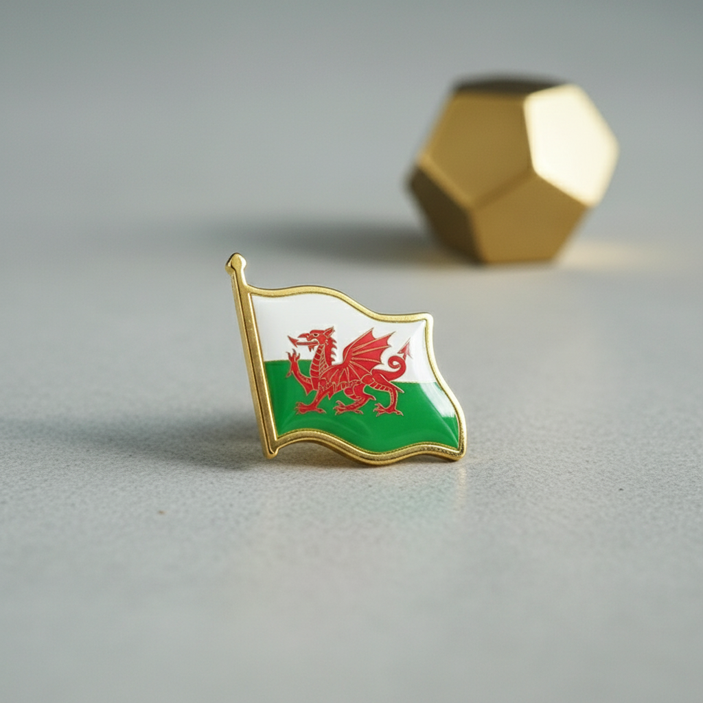 Welsh Flag Metal Pin Badges Gold | Merthyr Tydfil | Why Not Shop Online