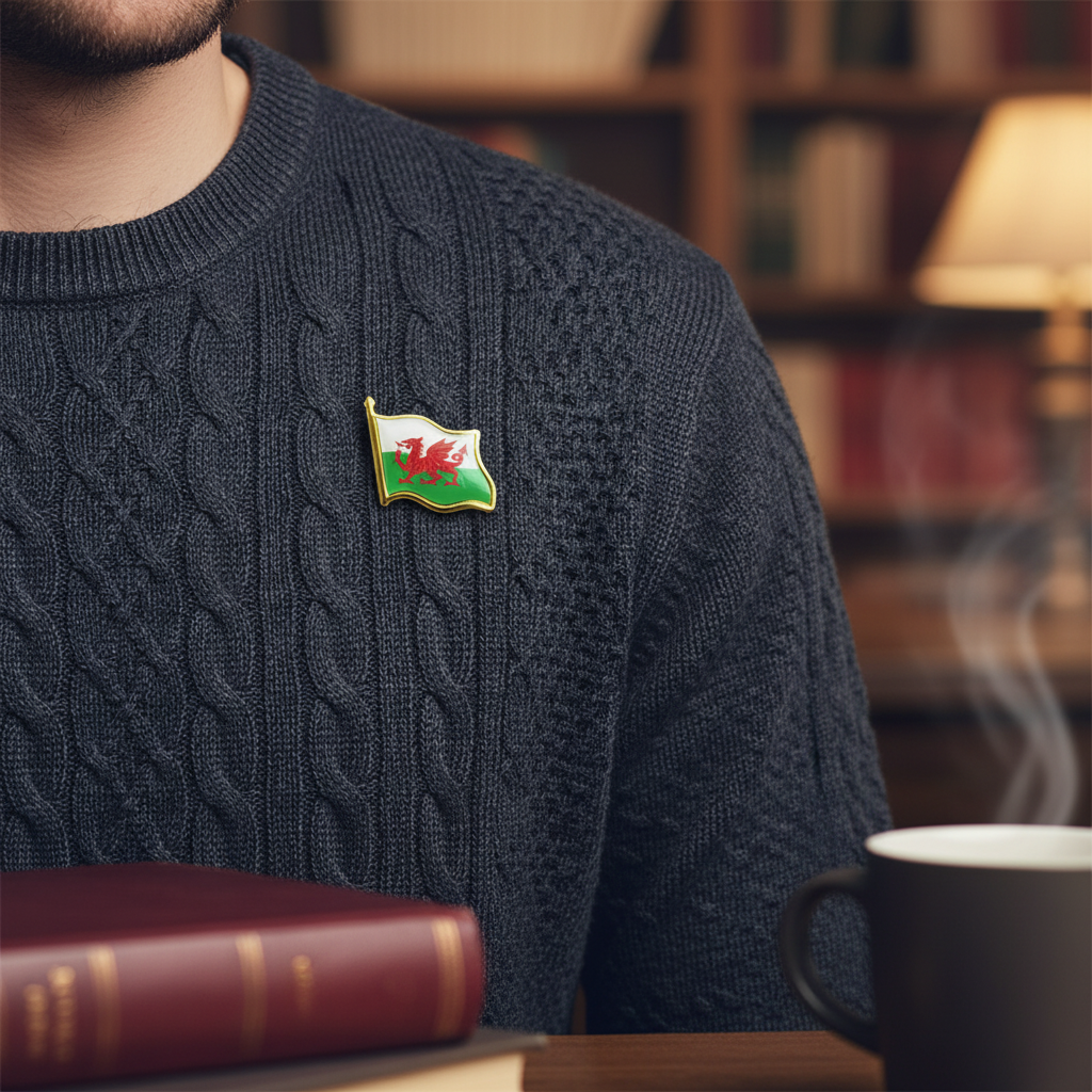 Welsh Flag Metal Pin Badges Gold | Merthyr Tydfil | Why Not Shop Online