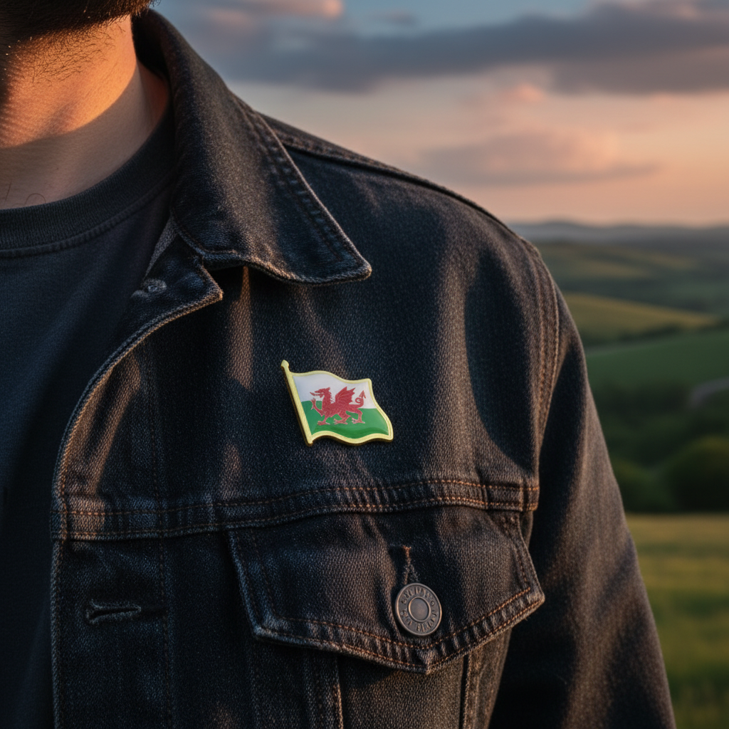Welsh Flag Metal Pin Badges Gold | Merthyr Tydfil | Why Not Shop Online