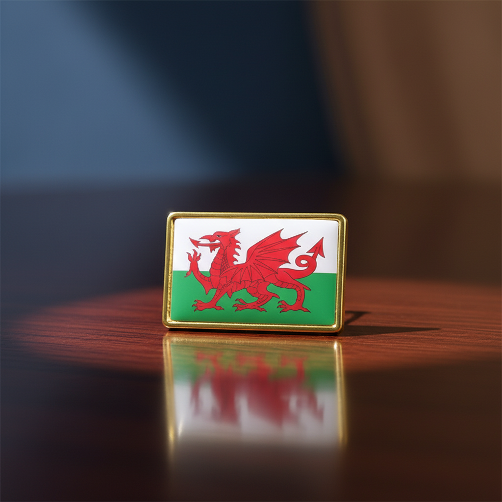 Welsh Flag Metal Pin Badges Rectangle Gold | Merthyr Tydfil | Why Not Shop Online