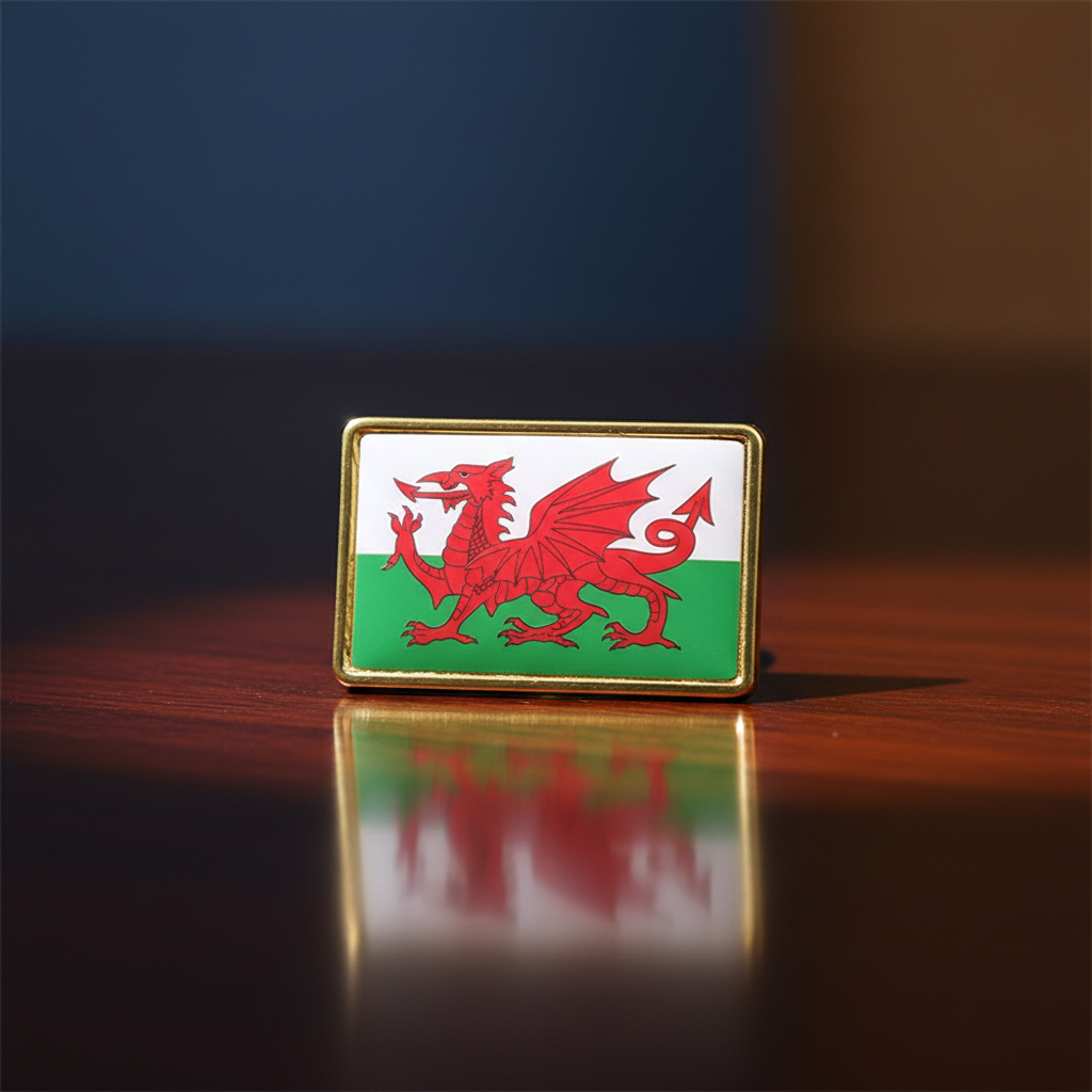 Welsh Flag Metal Pin Badges Rectangle Gold | Merthyr Tydfil | Why Not Shop Online