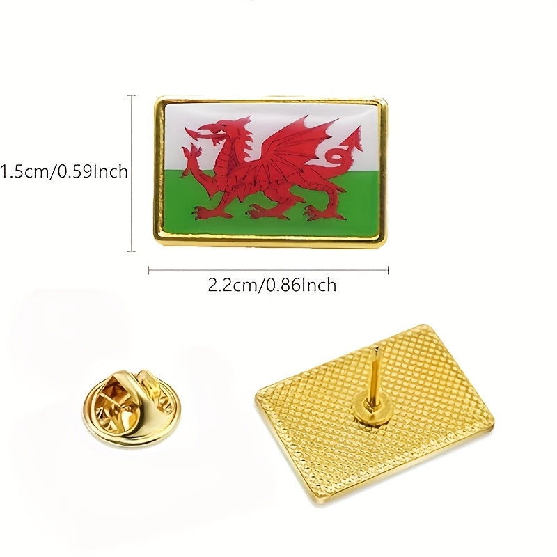 Welsh Flag Metal Pin Badges Rectangle Gold | Merthyr Tydfil | Why Not Shop Online
