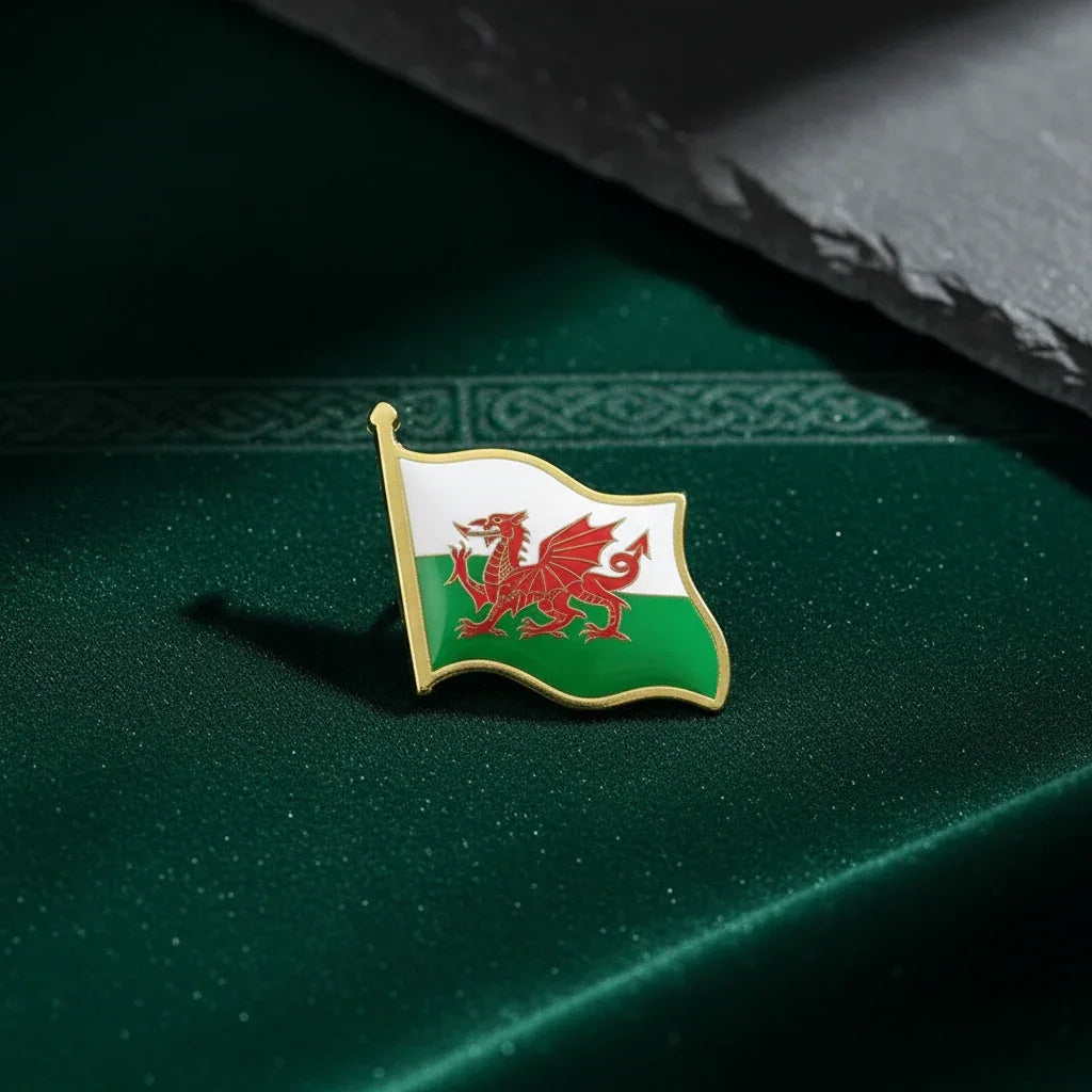 Welsh Flag Metal Pin Lapel Badges Gold - Why Not Shop