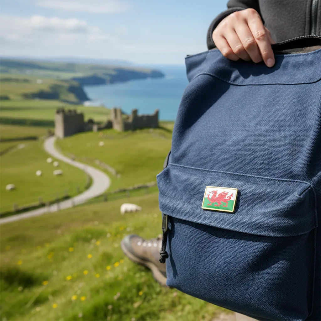 Welsh Flag Metal Pin Lapel Badges Rectangle Gold - Why Not Shop