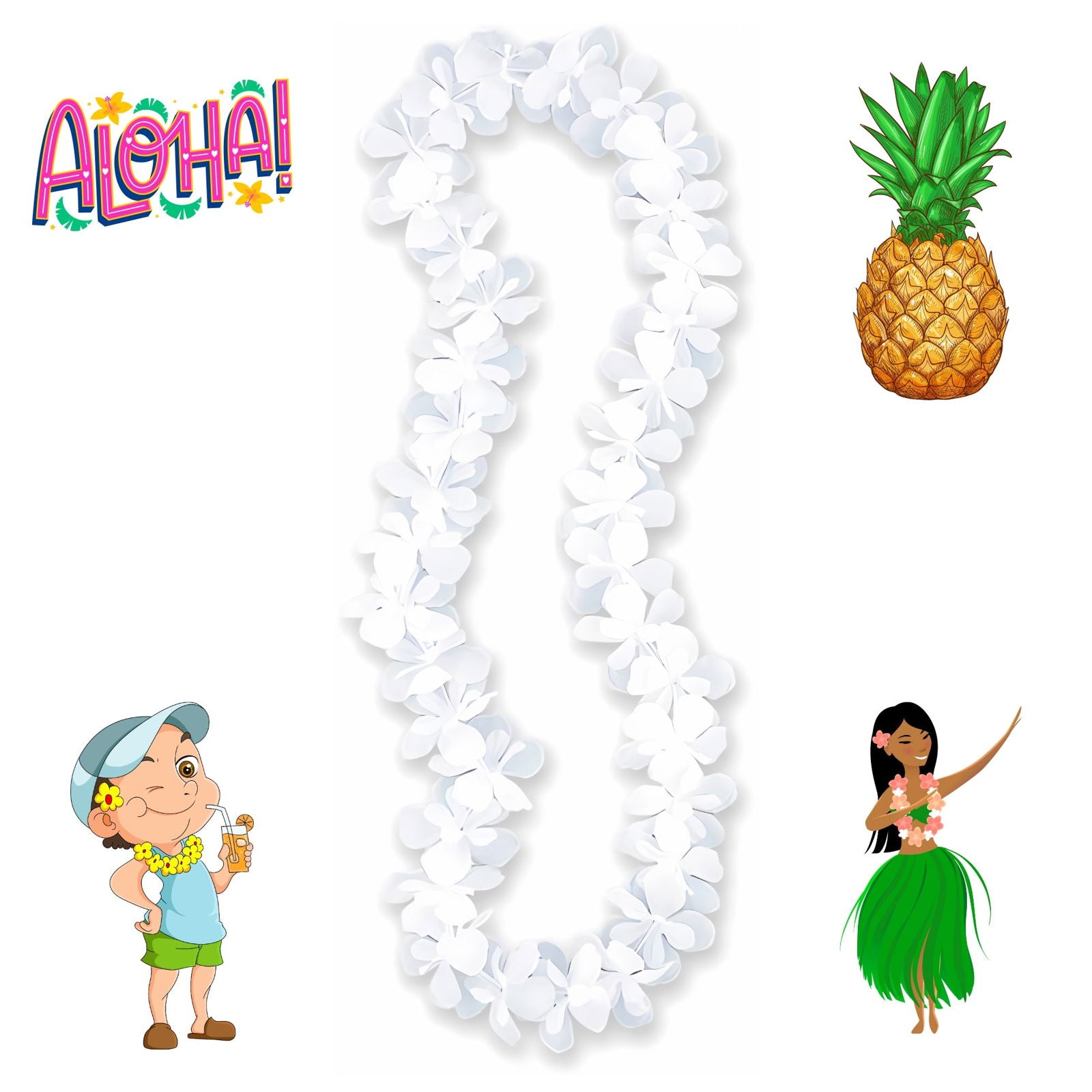 White Flower Lei - 40 Inches | Why Not Shop