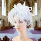 White Mesh Flower Faux Feather Headband Fascinator With Clip | Why Not Shop