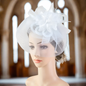 White Mesh Flower Faux Feather Headband Fascinator With Clip | Merthyr Tydfil | Why Not Shop Online
