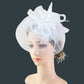 White Mesh Flower Faux Feather Headband Fascinator With Clip | Why Not Shop