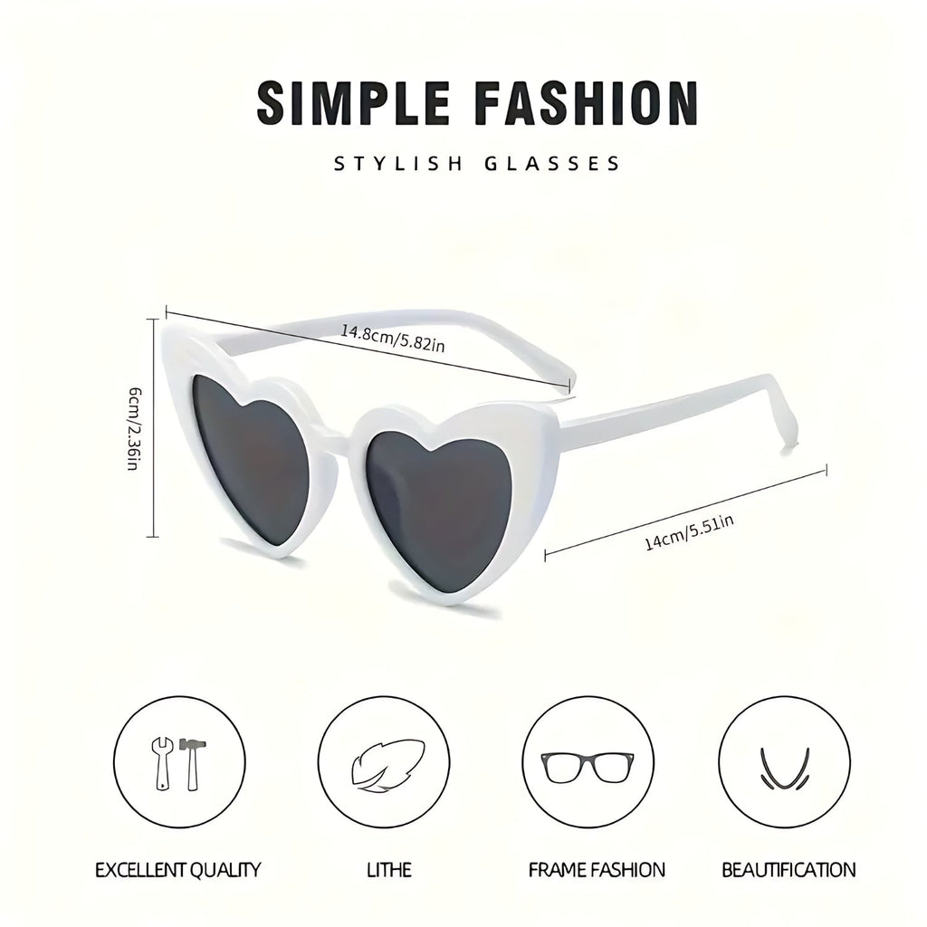 White Black Heart-Shaped Fashion Glasses for Women | Why Not Shop
