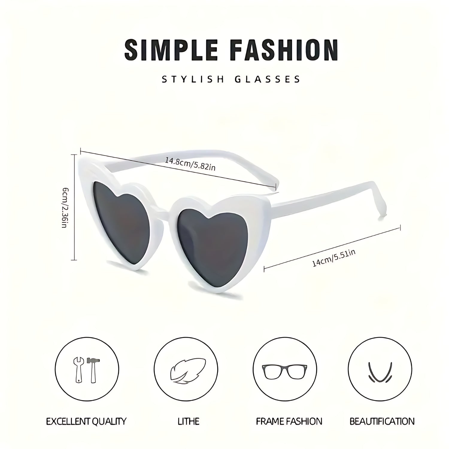 White Black Heart-Shaped Fashion Glasses for Women | Why Not Shop